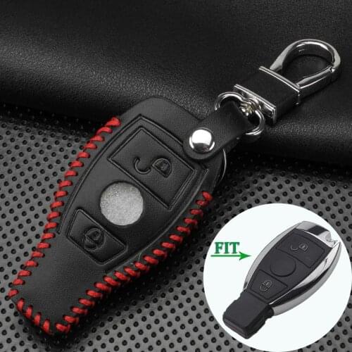 Bilchave 10pcs 2 Buttons Remote Car leather Case Cover Fob For Mercedes benz Cla A180 A200 A260 A AMG Holder