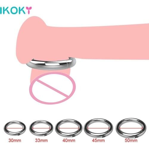 5 Size Stainless Steel Penis Ring Ball Stretcher Scrotum Restraint Testicular Delay Lasting Sex Toys for Man Metal Cock Ring