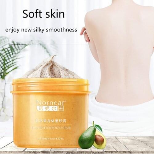 1Pcs Scrub Cream Moisturizing Hydrating Deep Cleans Brighten Exfoliating Dead Skin Repairing Whitening Avocado Body Care 250g