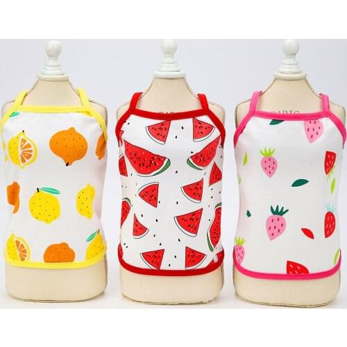 Summer Dog Clothes Cute Fruit Printed Sling Vest Pet T shirt For Small Dogs Puppy Clothing Pet Cat Cotton T-Shirt Pug Apparel