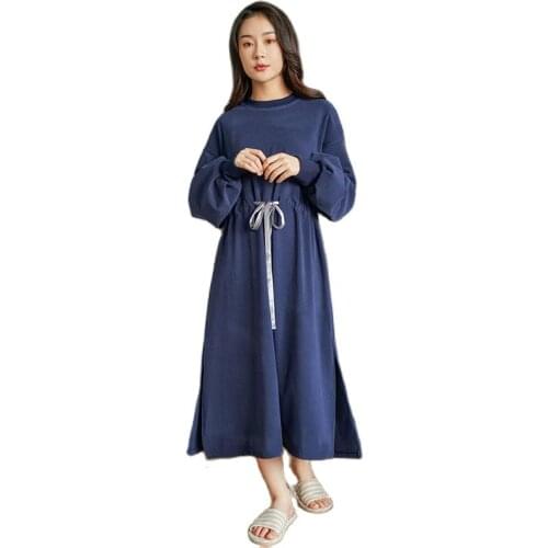 M003 Yomrzl Womens spring casual Korean thick nightdress long-sleeved homewear lingerie sleepwear nightgown dress