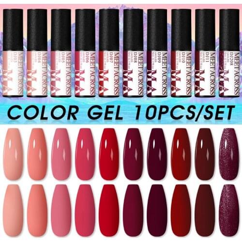 MEET ACROSS Nail Polish 5ml Hybrid Varnish Manicure Art Semi Permanent Need UV LED Nail Art Base Top Coat Gel Nail Polish