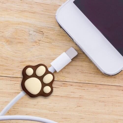 Cute Cat Paws Cable Winder Protector Kawaii Desktop Wire USB Cable Charging Cable Data Transfer Cord Protective Cover Accessory