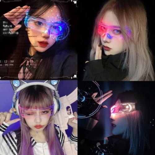 Fashion Couples Future Harajuku Style Led Glasses Men Women Anime Cosplay Warrior Sunglasses Funny Party Gothic Eyeglasses Masks