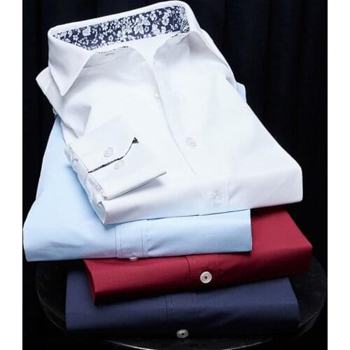 Mens casual long-sleeved collar collar blouse fashion shirt Man Shirts Designer High Quality Solid Male Clothing Fit Business S