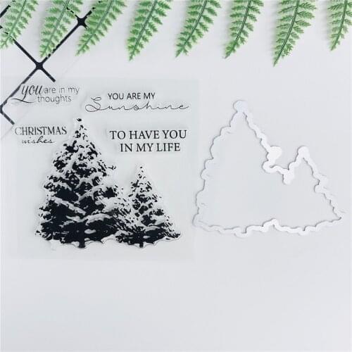 10*10 Tree Transparent Clear Stamps and Cutting Dies Set/Seal For DIY Scrapbooking/Bullet Journal Rubber Stamps Photo Album