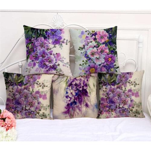 Throw Pillow Cases Watercolor Wisteria Flowers Cushion Cover 45x45cm Home Living Room Decoration Linen/Cotton Pillowcover Decor