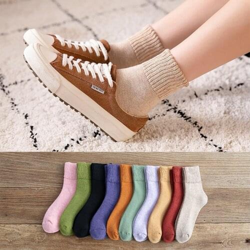 Thick Warm Wool for Womens Casual Black Socks fashion soild Cotton Sock Harajuku New Winter Vintage Funny Gift women cute Sox GG