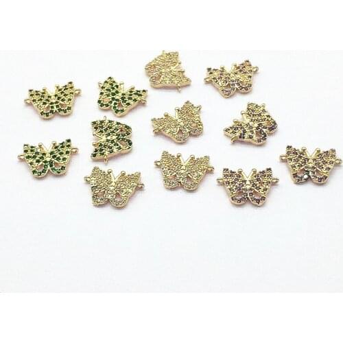 New arrival! 11x15mm 30pcs Copper/Cubic Zirconia Butterfly Connector for Earrings Making/DIY parts,Jewelry Finding & Component