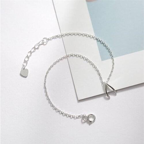 New Fashion Simple Fresh Lucky 925 Sterling Silver Jewelry Personality Wish Bone Peace Women Bracelets SB39