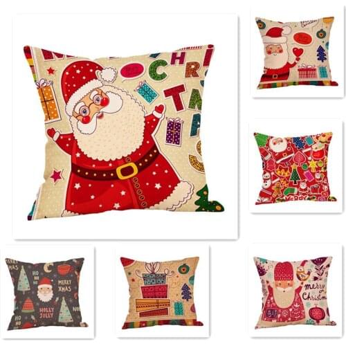 New Christmas Gifts Santa Linen Pillowcase Car Pillowcase Custom Wholesale