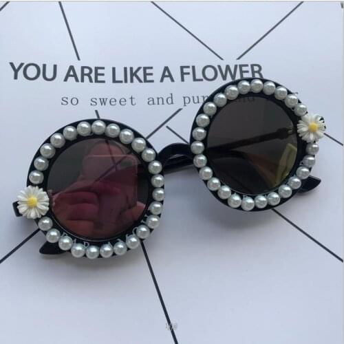 Handmade M105 Colorful Mirror Lens Women Men Sunglasses Round Shades Pearl Eyewear UV400 Small Summer Eyeglasses Oculos de sol