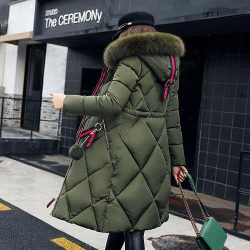Autumn Winter Coat Women Clothes 2020 Big Fur Collar Down Cotton Coat Female Jacket Parka Korean Vintage Tops Plus Size ZT4704