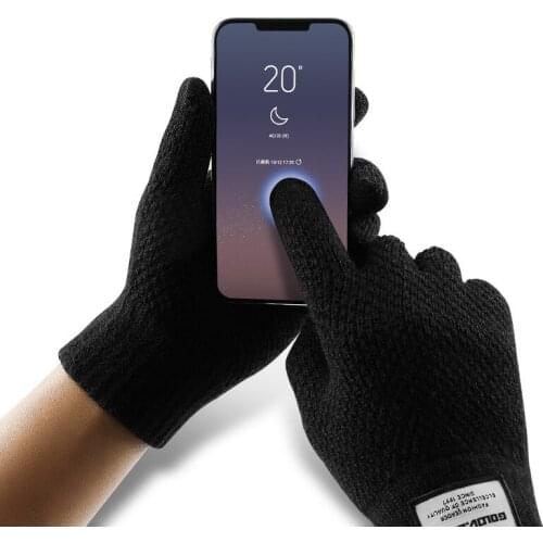 Touch Screen Gloves Mens Knitting Wool In Autumn And Winter Outdoor Driving Thickening Warm Plush