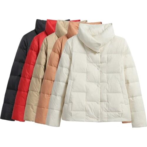 2021 Winter Ultra Light Down Jacket Stand Collar 90% White Duck Down Coat Casual Loose Female Feather Puffer Parkas