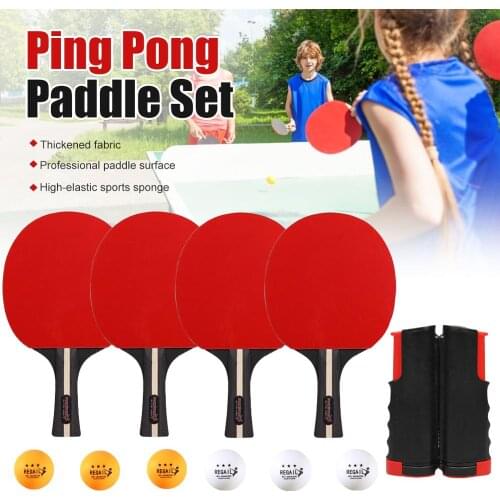 Table Tennis Bat Racket Double Face Pimples In Long Short Handle Ping Pong Paddle Racket Set With Bag