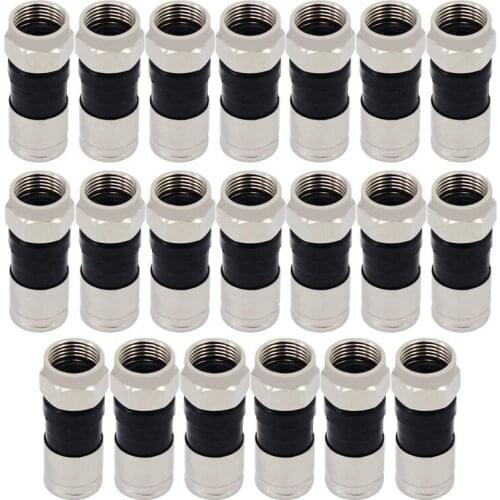 Rg6 F Type Connector Coax Coaxial Compression Fitting For Rg6 Coax Cable 20 Pack