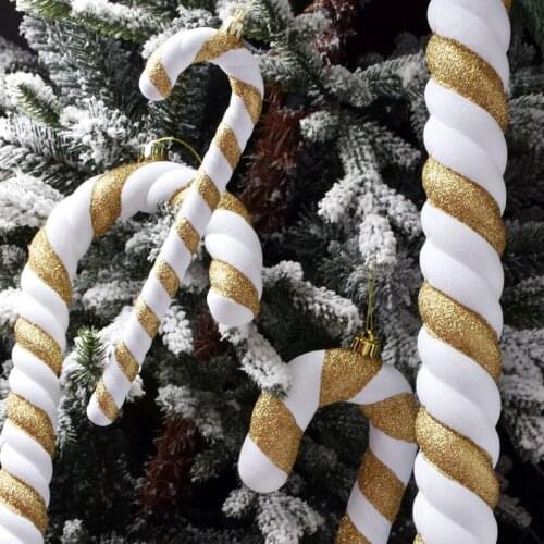 Christmas gold and white cane 23 to 90CM painted Christmas cane dance studio festive decoration props Christmas decoration