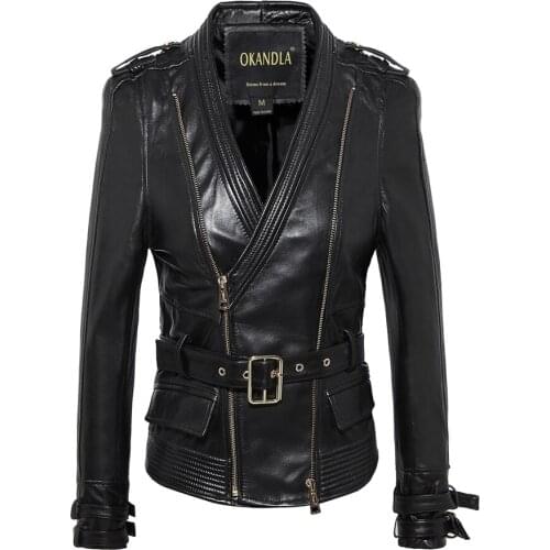 Fashion Free shipping, Genuine leather slim jackets.Asian plus size female casual sheepskin jacket.womens jacket