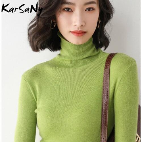 Ladies Turtleneck Sweater Autumn Winter 2021 Knitted Tops Basic Pullovers Women Sweaters Female Womens Jumper Turtleneck Top