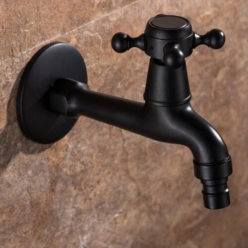 Faucet Outdoor Garden Black Brass Tap Wall Mount Bathroom Corner Washing Machine Faucet Bath Toilet Mop Pool Bibcock