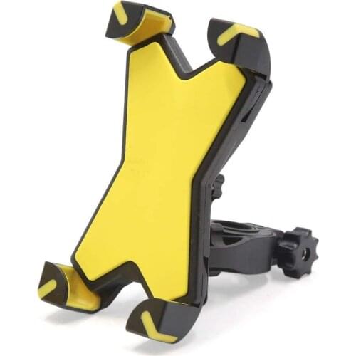 Uxcell Yellow Black Adjustable Motorcycle Scooter Handlebar Cell Phone GPS Mount Holder Stand