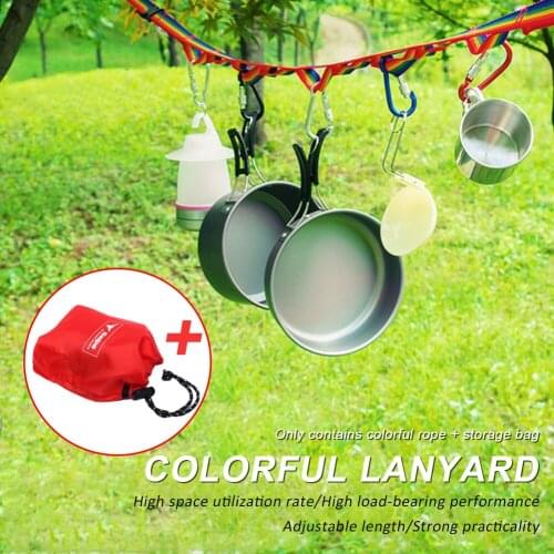 Camping Hanging Rope Windproof Clothesline Hanger With 13 Semi-Circular Spaces Hanging Cord For Camping Hiking Outdoor Tools