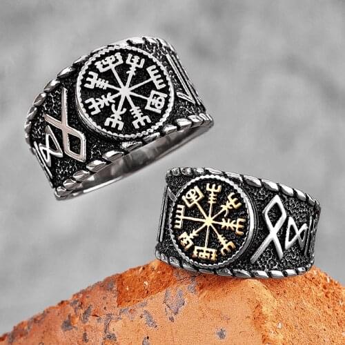 Viking Norse Mythology Odin Stainless Steel Mens Rings Punk Amulet for Male Boyfriend Biker Jewelry Creativity Gift Wholesale