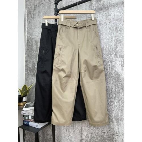 Women 2021 fashion new loose belt cargo trousers 0317