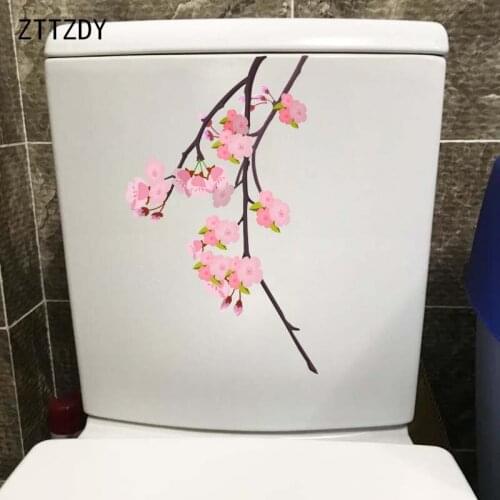 ZTTZDY 15.7*26CM Blooming Peach Flower Classic Toilet Sticker Bedroom Wall Decal Decoration T2-0430