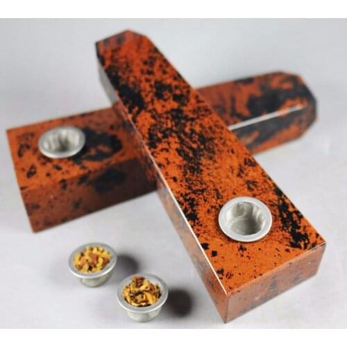 2 Pcs Wholesale ! Natural Red Obsidian stone Crystal Quartz Smoking Pipe