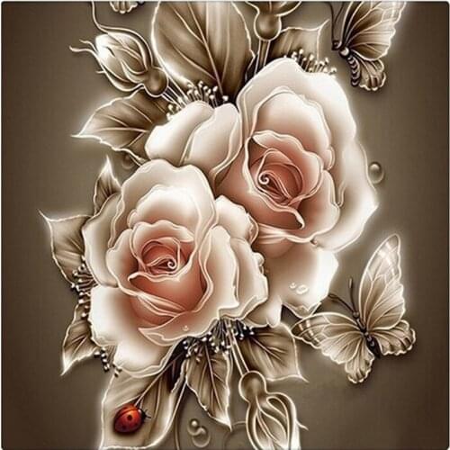 5D Rhinestone Painting Crystal Home Decor DIY Diamond Painting Rose &Butterfly Cross Stitch Pattern Diamond Embroidery GLYP-033