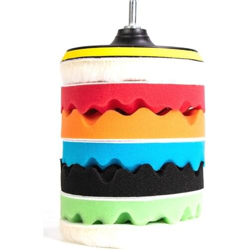 6 Inch Car Beauty Waxing Polishing Tool 7 Piece Waxed Polished Sponge Pad Set Polishing Pad Sponge Wheel Car Polishing Tools