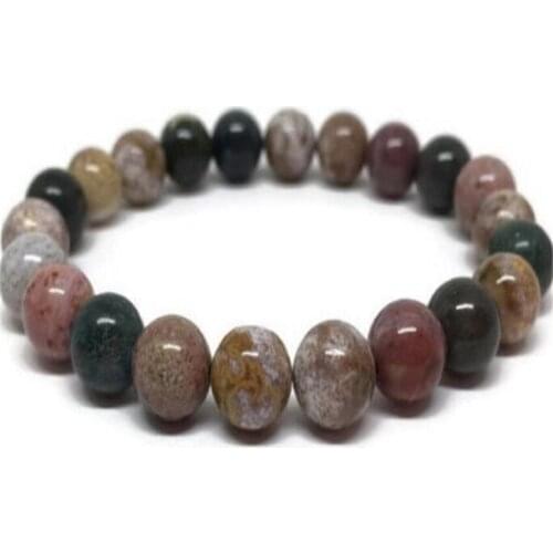 8mm Picasso Stone Gemstone Mala Bracelets 7.5inches Energy Men Sutra Reiki Bead Stretchy Healing Wristband Bless Lucky Handmade