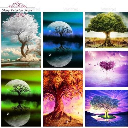 5D DIY Diamond Embroidery Abstract Tree Landscape Diamond Painting Full Square Round Drill Mosaic Art Diamond Home Decoration