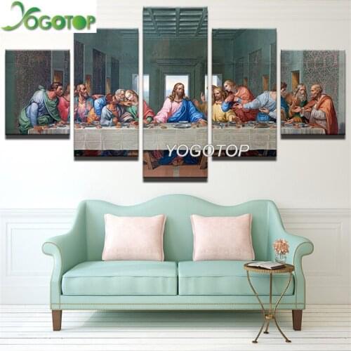 Diy Diamond Painting Full Drill Mosaic Diamant Embroidery Rhinestone of picture Wall Art 5 Pieces Last Supper Landscape ML1109