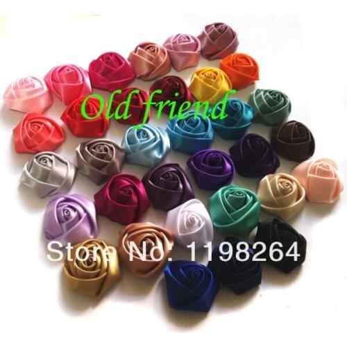 80pcs/lot 33 color, 1.5" satin ribbon rolled rosette, hair flower, hair accessories, Free shipping
