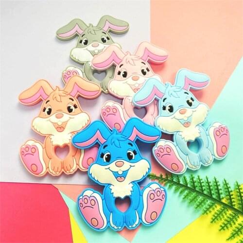 5/10pcs Cartoon Rabbit Silicone Teether DIY Baby Teething Necklace Toy Food Grade Silicone beads