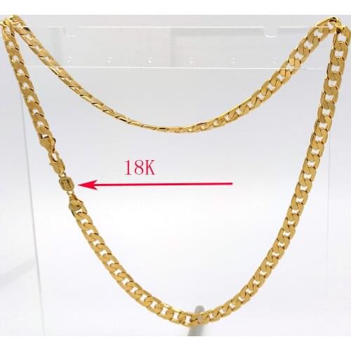 Flat Cuban (Curb) Link Chain Yellow Gold Plated 60 * 8 mm Wide 24" 18 k Stamp link CHINA Necklace