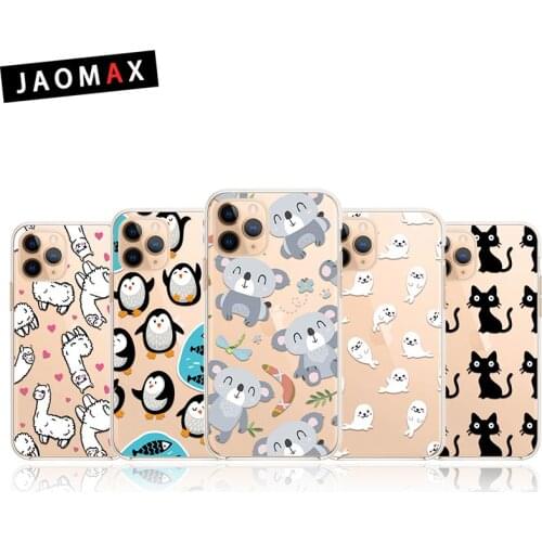 Jaomax Cute Cartoon Animal Cat Phone Case For iPhone 11 Pro XR XS Max 6s 7 8 Plus 5s Transparent Soft TPU Back Cover Cases