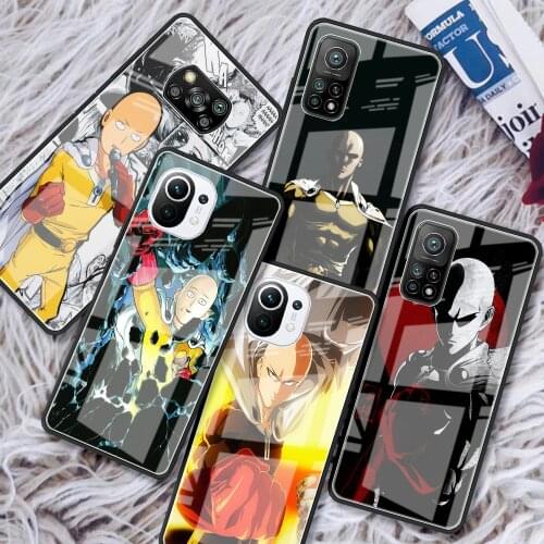 Tempered Glass Case For Xiaomi Mi Poco X3 NFC 10T Pro Note 10 Lite 9T 11 CC9 F3 Luxury Phone Cover Shell One Punch Man Funda Sac