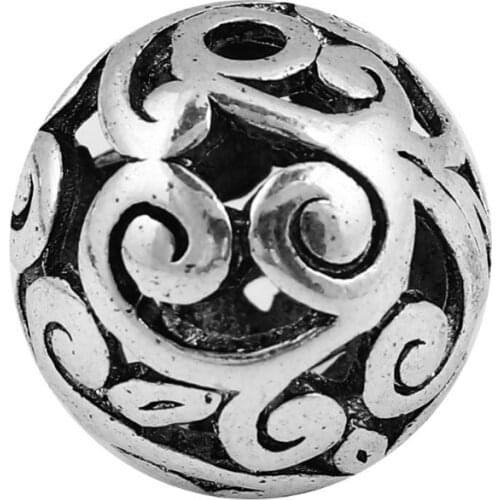 DoreenBeads Zinc Based Alloy silver color Spacer Beads Round DIY Components About 14mm( 4/8") Dia, Hole: Approx 1.9mm, 3 PCs