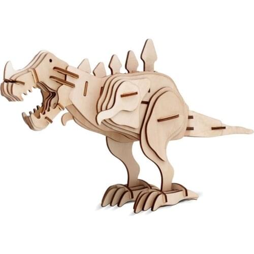 Action Figures Assembly Construction Sets Wooden 3D Puzzle Dinosaurs Model Toys Kids Teens Adult DIY Educational Tyrannosaurus