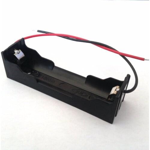 Hot Sale Black Plastic 1 Way 1 Slots 18650 Battery Storage Case Box Holder with wires Leads for 1x 18650 battery