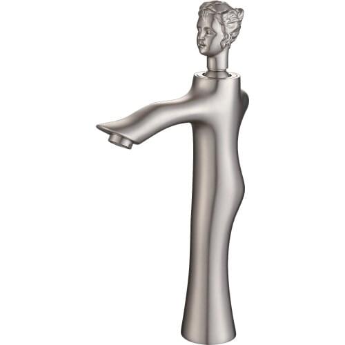 Single hole /handle brushed nickel Finish Bathroom Vessel Sink Beauty Faucet Mixer Tap tall deck mounted Luxurious unique design