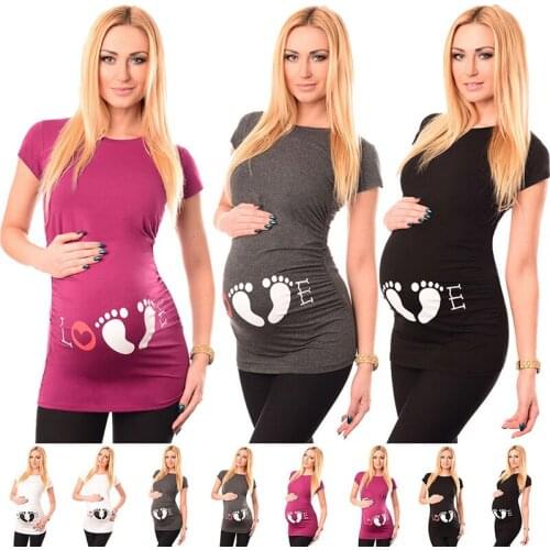 Summer Women Maternity T-Shirts Pregnant Short Sleeve Tops Pregnancy Tee Shirt Femme Enceinte Clothes