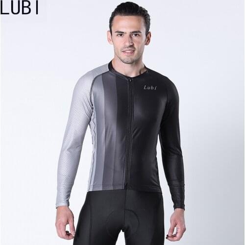 LUBI 2021 Men Cycling Jersey Long Sleeves 100% Polyester Summer Mountain Bike Shirt Quick Dry Sportswear MTB Bicycle Clothes
