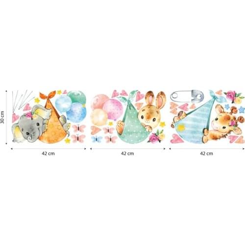 UVB00621 lion giraffe rabbit wall decoration kids bedroom wall stickers baby nursery room bed