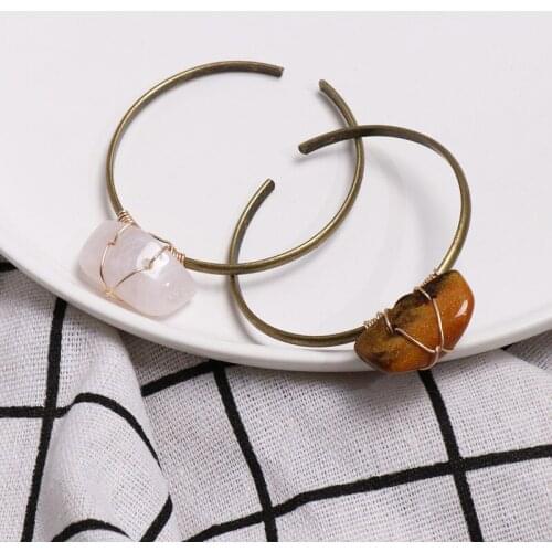 2020 New Vintage Artificial Gem Bracelets for Women Ancient Gold Opening Bangles Party Female Jewellery Accessories