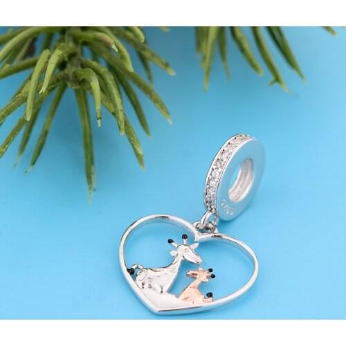 Fit Original Charm Bracelet Authentic 925 Sterling Silver Heart Mother And Baby Giraffe Bead For Making Women Berloque 2021 New